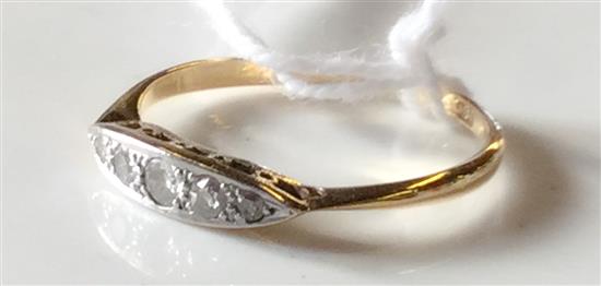 18ct gold, platinum and diamond 5-stone marquise-shaped ring